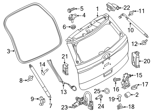2016 Ford Police Interceptor Utility Lift Gate Lower Retainer Diagram for FB5Z-7843629-A