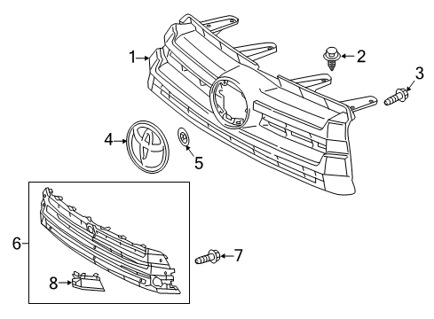 2017 Toyota Highlander Grille & Components Grille Assembly Diagram for 53101-0E260