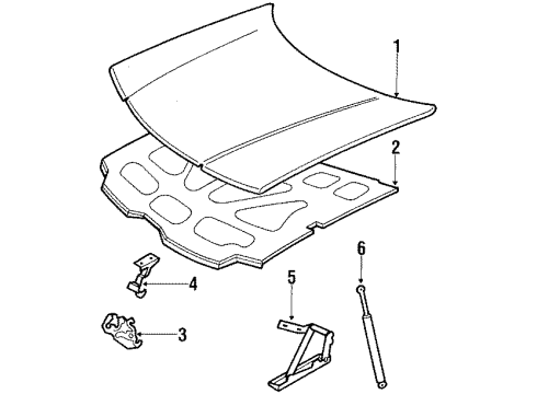 1987 Cadillac Allante Hood & Components Cable Asm Diagram for 1633848