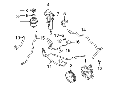2007 BMW 650i P/S Pump & Hoses, Steering Gear & Linkage Return Pipe Diagram for 32416773986