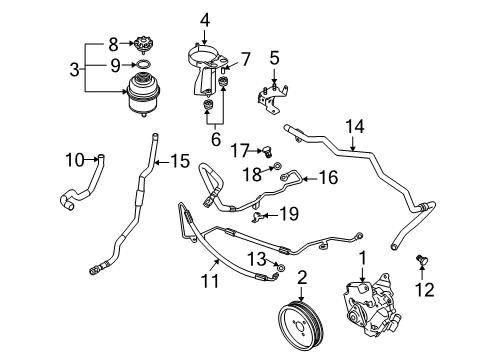 2004 BMW 645Ci P/S Pump & Hoses, Steering Gear & Linkage Power Steering Pump Diagram for 32416762158