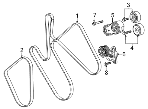 2021 Chevrolet Silverado 3500 HD Belts & Pulleys Belt Kit-A/C Compressor Diagram for 12658178