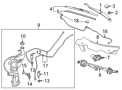 2020 Chevrolet Blazer Wipers Front Arm Diagram for 84335405