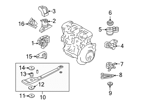 2002 Ford Escape Engine & Trans Mounting Insulator Diagram for YL8Z-6B072-BA