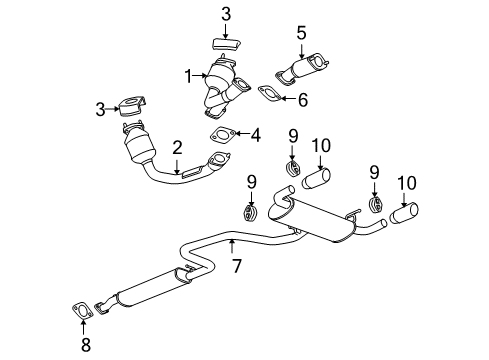 2006 Pontiac G6 Exhaust Components Muffler & Pipe Diagram for 19257425