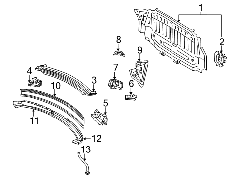 2000 Toyota Solara Rear Body Panel Below Lid Reinforcement Diagram for 58323-AA010