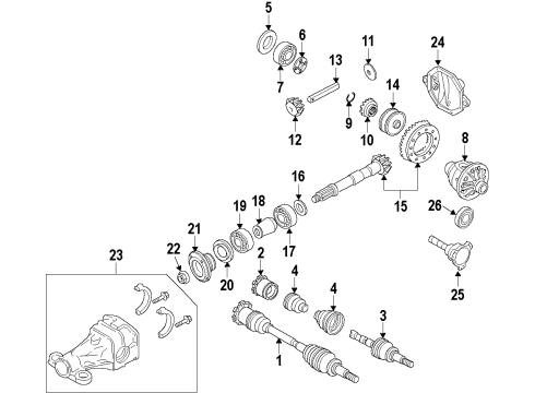 2011 Infiniti G37 Rear Axle, Axle Shafts & Joints, Differential, Drive Axles, Propeller Shaft Gear Set-Final Drive Diagram for 38100-0B66A