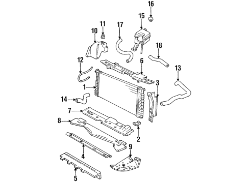 1995 Cadillac DeVille Radiator & Components Radiator Outlet Hose Diagram for 3521505