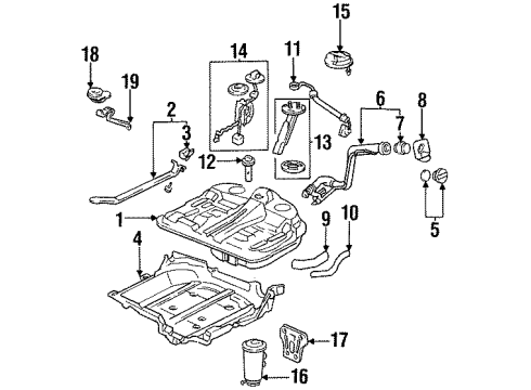 1996 Honda Accord Fuel System Components Band Assembly, Driver Side Fuel Tank Mounting Diagram for 17522-SV1-L00