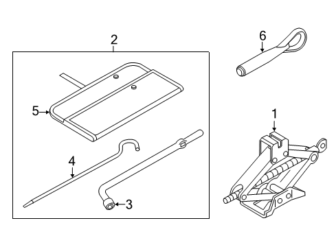 2014 Nissan Quest Jack & Components Tool Set Diagram for 99501-1JA1A