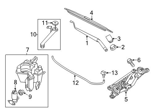 2012 Nissan Juke Wiper & Washer Components Windshield Wiper Blade Assembly Diagram for 28890-1KE0A