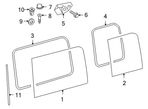 2007 Dodge Sprinter 3500 Side Panel - Glass & Hardware WEATHERSTRIP-Window Opening Diagram for 68019432AA