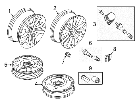 2017 Lincoln MKX Wheels Wheel, Alloy Diagram for FA1Z-1007-B