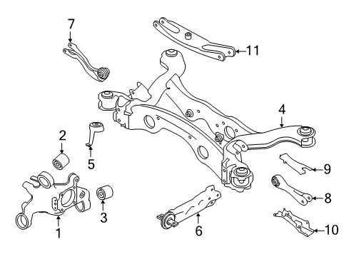 2017 Infiniti QX30 Rear Suspension Components, Lower Control Arm, Upper Control Arm, Ride Control, Stabilizer Bar Stopper-Mounting, Differential, Lower Diagram for 55475-5DJ0A