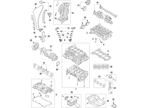 2021 Hyundai Sonata Engine Parts, Mounts, Cylinder Head & Valves, Camshaft & Timing, Variable Valve Timing, Oil Cooler, Oil Pan, Oil Pump, Balance Shafts, Crankshaft & Bearings, Pistons, Rings & Bearings Total Assembly-CVVD Diagram for 24000-2M801