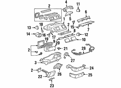 2002 Oldsmobile Aurora A/C & Heater Control Units Heater & Air Conditioner Control Assembly Diagram for 9350703