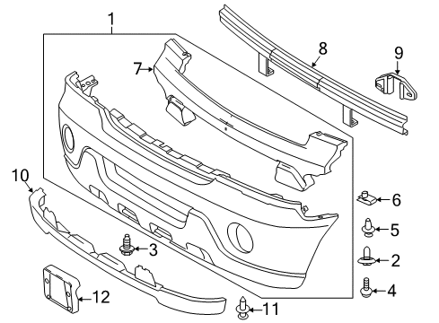 2003 Lincoln Aviator Front Bumper Bumper Cover Diagram for 2C5Z-17D957-BAA