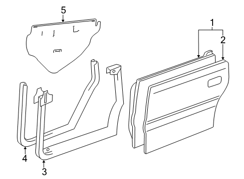 2000 Lexus ES300 Rear Door Weatherstrip, Rear Door Opening Trim Diagram for 62331-33040