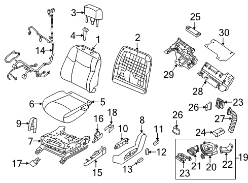 2016 Nissan Murano Driver Seat Components Controller Assy-Power Seat Diagram for 28565-5AA1A
