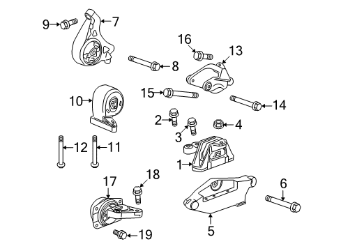 2010 Cadillac SRX Engine & Trans Mounting Mount Bracket Diagram for 13227755