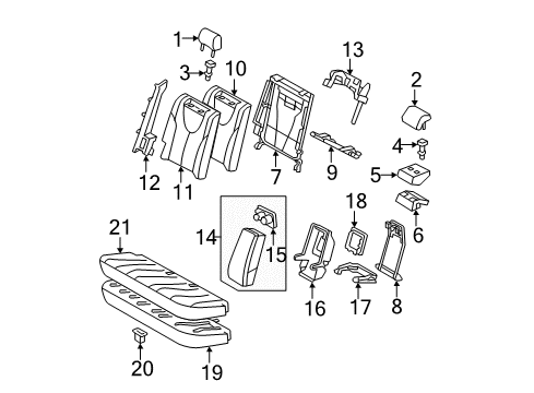 2011 Toyota Camry Rear Seat Components Seat Back Frame Diagram for 71305-33070