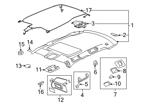 2006 Buick Lucerne Interior Trim - Roof Reading Lamp Bulb Diagram for 15251473