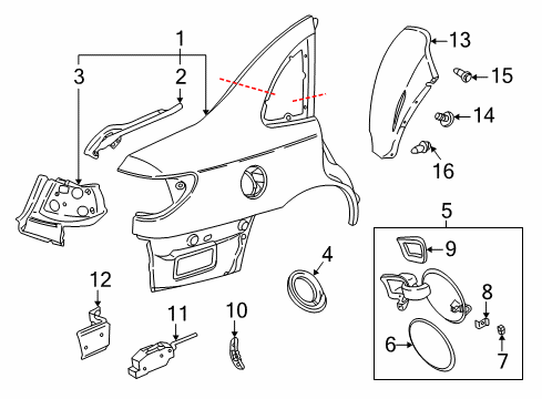 2003 Saturn L200 Quarter Panel & Components Liner, Rear Wheelhouse Panel Diagram for 22699948