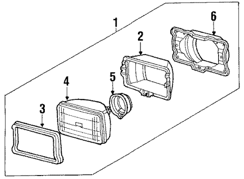 1985 Honda Civic Headlamps Headlight Assembly, Driver Side Diagram for 33150-SB2-305