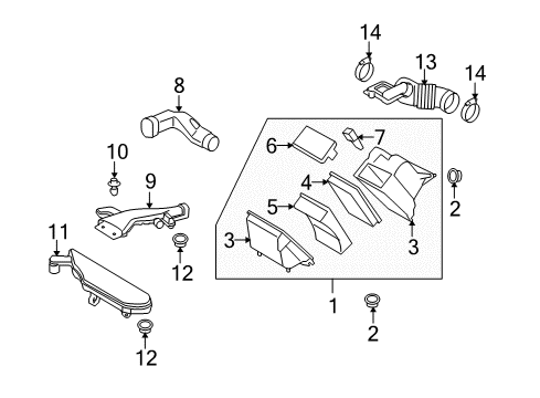 2011 Nissan Cube Powertrain Control Air Cleaner Cover Diagram for 16526-ED000