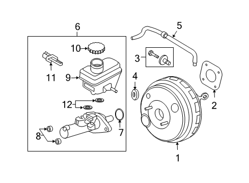 2008 Ford Escape Hydraulic System Master Cylinder Diagram for 8M6Z-2140-A