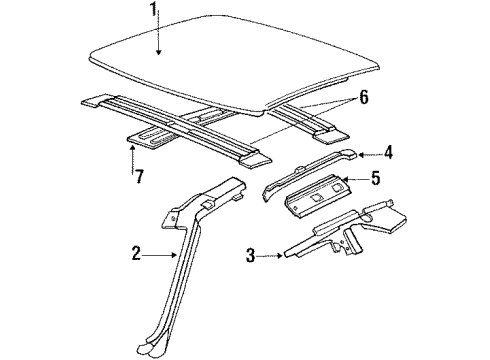 1995 Pontiac Grand Prix Roof & Components Weatherstrip Asm-Roof Side Rail Auxiliary *Black Diagram for 10210401