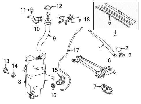 2015 Toyota RAV4 Wiper & Washer Components Wiper Arm Diagram for 85211-0R030