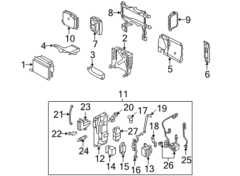 2006 Honda Civic Electrical Components Cover, D.C. Busplate Diagram for 1B750-RMX-000