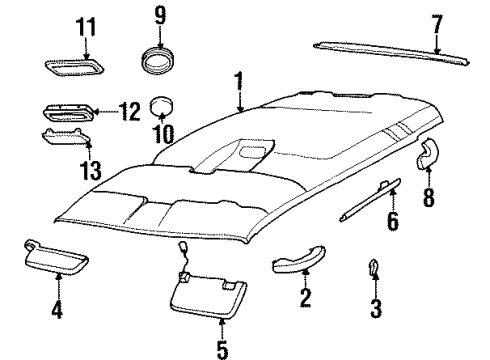 1998 GMC Yukon Interior Trim - Roof Hook-Coat Diagram for 15953542