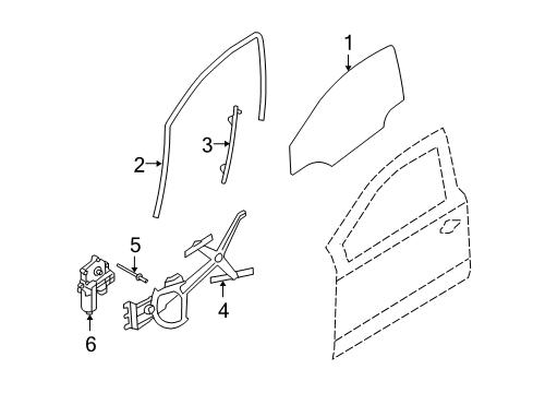 2008 Saturn Astra Front Door Motor, Front Side Door Window Regulator Diagram for 94712390