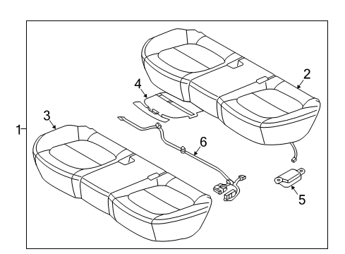 2016 Kia Soul EV Heated Seats Cushion Assembly-Rear Seat Diagram for 89100E4210ASL