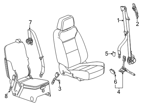 2021 GMC Yukon XL Front Seat Belts Center Buckle Bolt Diagram for 11549052