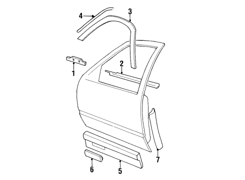 1997 Cadillac DeVille Exterior Trim - Front Door Molding, Front Side Door Center - LH <Use 1C5N*Paint To Mat Diagram for 12539906