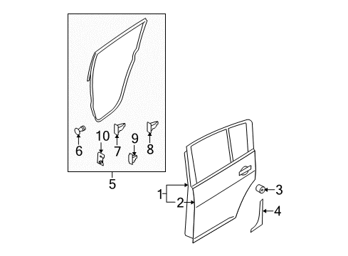 2012 Nissan Versa Rear Door Panel-Rear Door, Outer RH Diagram for 82152-EL030