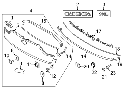 2018 Kia Cadenza Exterior Trim - Trunk Lid Clip-Trim Mounting Diagram for 85818-37000