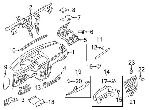 2011 Mercury Milan Instrument Panel Center Bezel U-Nut Diagram for -W705306-S407