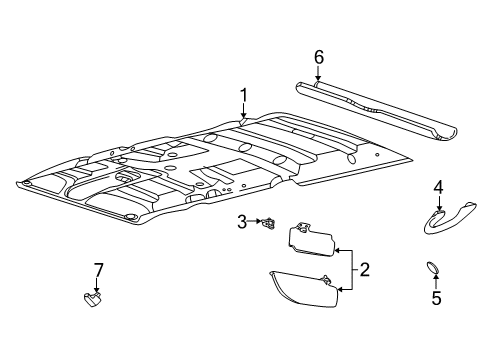2001 Ford Excursion Interior Trim - Roof Sunvisor Clip Diagram for YC3Z-7804132-AAA