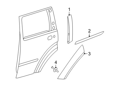 2008 Dodge Nitro Exterior Trim - Rear Door APPLIQUE-C Pillar Diagram for 55113101AC