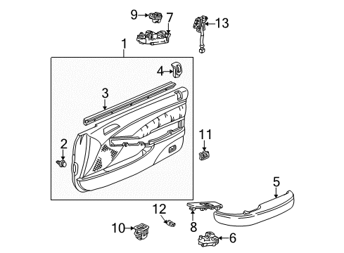 2002 Acura CL Mirrors Weatherstrip, Left Front Door (Inner) Diagram for 72375-S3M-A01