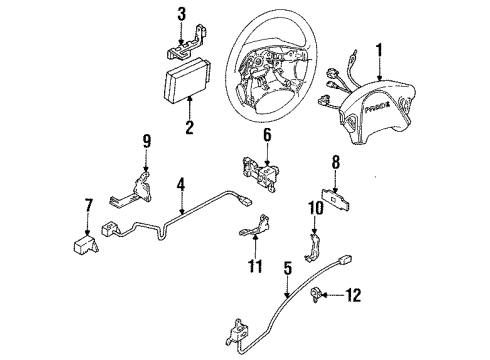 1996 Ford Probe Air Bag Components Cover Bracket Diagram for F32Z-14B045-A