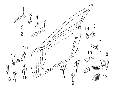 2012 Hyundai Equus Front Door - Lock & Hardware Pad-Front Base, LH Diagram for 82653-3M000