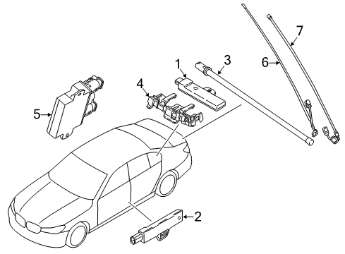 2020 BMW 530i xDrive Keyless Entry Components Holder, Aerial, Luggage Compartment Diagram for 65208786563