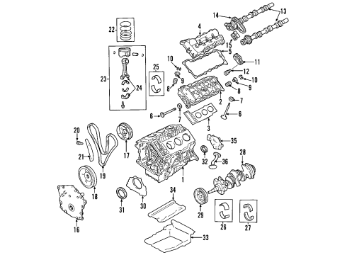2009 Chrysler Sebring Engine Parts, Mounts, Cylinder Head & Valves, Camshaft & Timing, Oil Cooler, Oil Pan, Oil Pump, Crankshaft & Bearings, Pistons, Rings & Bearings Gasket Kit-Engine Diagram for 68003890AD