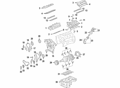 2012 Hyundai Genesis Coupe Engine Parts, Mounts, Cylinder Head & Valves, Camshaft & Timing, Oil Pan, Oil Pump, Crankshaft & Bearings, Pistons, Rings & Bearings, Variable Valve Timing Pan Assembly-Engine Oil, Upper Diagram for 21520-3C702