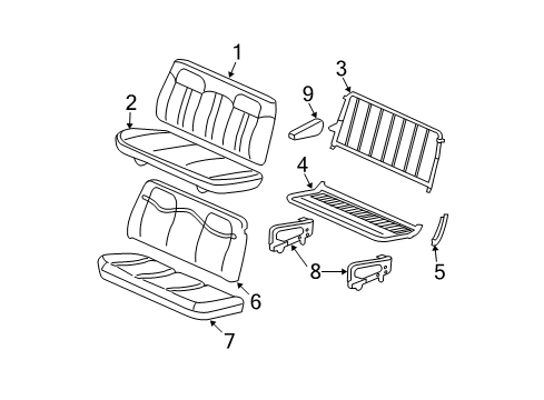 2006 Chevrolet Express 1500 Rear Seat Components Pad Asm, Rear Seat #2 Cushion Diagram for 88981597